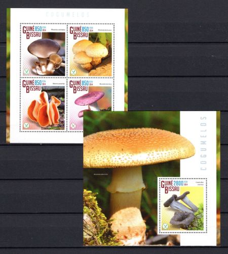 Guinea Bissau MiNr. 7518-7521 + Block 1309 postfrisch Pilze