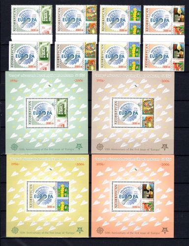 Aserbaidschan MiNr. 620-623 A/B + Block 64-67 postfrisch 50 Jahre CEPT