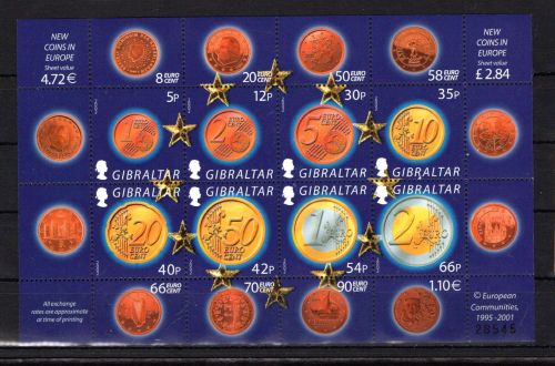 Gibraltar Kleinbogen MiNr. 989-996 postfrisch Euro Münzen