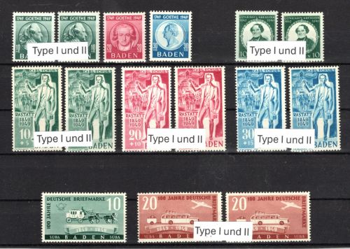 Franz. Zone Typen-Set der 3 Gebiete MiNr. 47-55, 30-50, 38-50 postfrisch