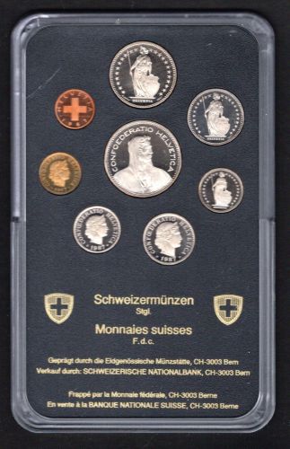 Schweiz Kursmünzensatz 1987 in Hartbox ST