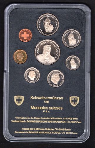 Schweiz Kursmünzensatz 1988 in Hartbox ST