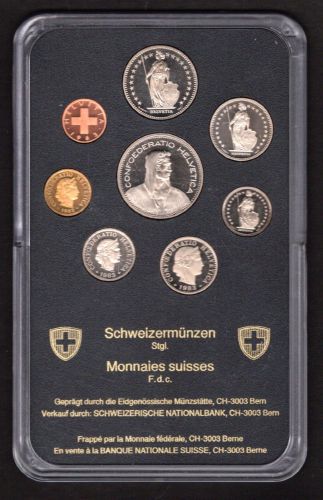 Schweiz Kursmünzensatz 1983 in Hartbox ST
