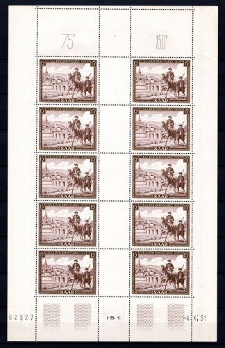 Saarland Kleinbogen MiNr. 305 postfrisch Tag der Briefmarke 1951