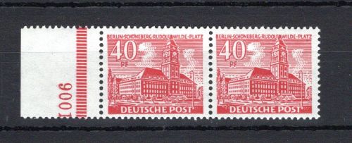 Berlin MiNr. 52 postfrisch waag. Paar Bogenrand, ungefaltet