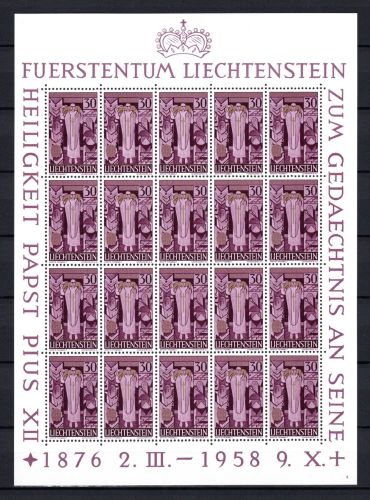 Liechtenstein Kleinbogen MiNr. 380 postfrisch Papst Pius XII.
