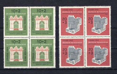 Bund 4er Blöcke MiNr. 171-172 postfrisch IFRABA 1953, ungefaltet