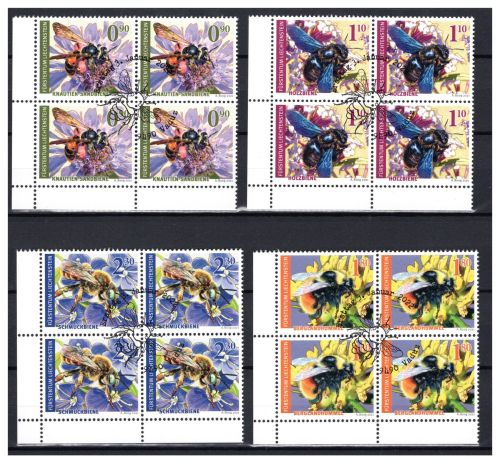 Liechtenstein 4er Blöcke Eckrand MiNr. 2037-2040 Ersttagssonderstempel Bienen