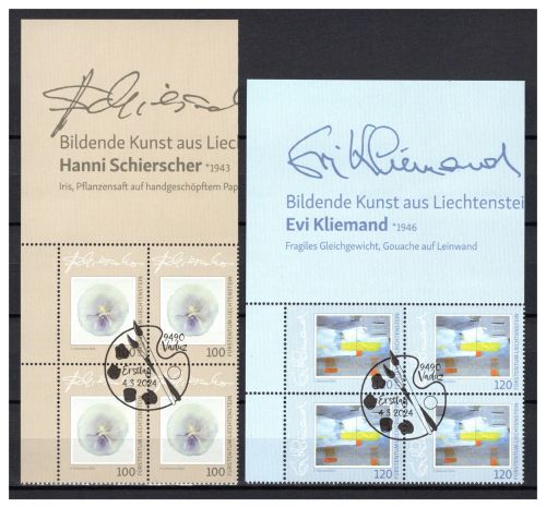 Liechtenstein 4er Blöcke Eckrand MiNr. 2123-2124 Ersttagssonderstempel Kunst