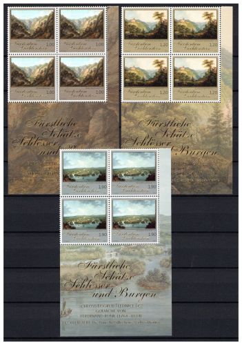 Liechtenstein 4er Blöcke Eckrand MiNr. 2139-2141 postfrisch