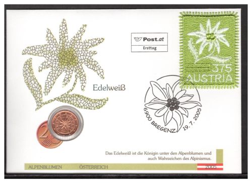 Österreich 2005 Numisbrief "Edelweiß" ST