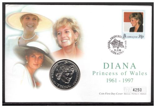 Gibraltar 1998 Numisbrief mit 1 Crown "Lady Di" von 1991 ST