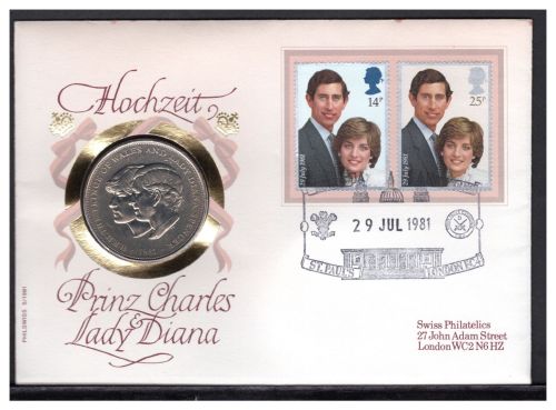Großbritannien 1981 Numisbrief Medaille Wedding Prinz Charles + Lady Di
