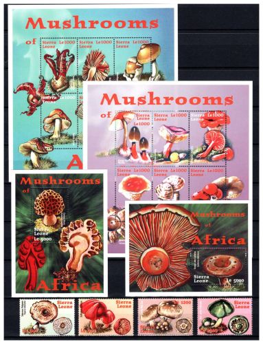 Sierra Leone MiNr. 3707-3722 + Block 475-476 postfrisch Pilze