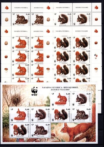 Slowenien Kleinbögen + ZD-Bogen MiNr. 636-639 postfrisch Eichhörnchen