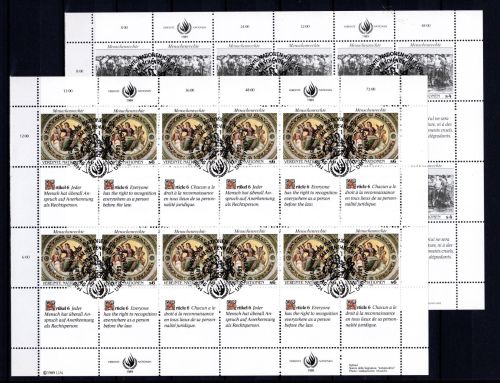UNO Wien Kleinbögen MiNr. 96-97 Ersttagssonderstempel Menschenrechte