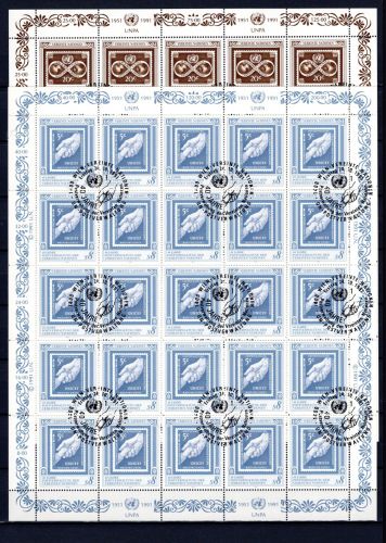 UNO Wien Kleinbögen MiNr. 121-122 Ersttagssonderstempel 40 J. Postverwaltung