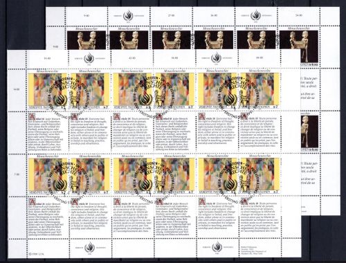 UNO Wien Kleinbögen MiNr. 123-124 Ersttagssonderstempel Menschenrechte