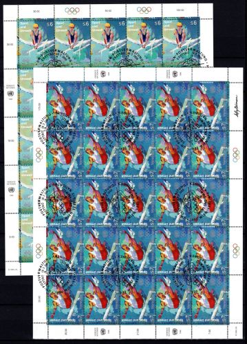 UNO Wien Kleinbögen MiNr. 214-215 Ersttagssonderstempel 100 Jahre Olympia
