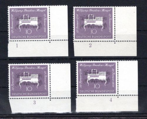 Bund Eckrand ur MiNr. 228 (4) postfrisch Formnummern 1-4, ungefaltet