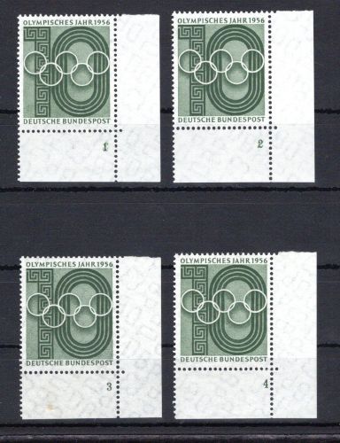 Bund Eckrand ur MiNr. 231 (4) postfrisch Formnummern 1-4, ungefaltet