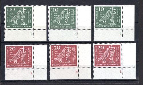 Bund Eckrand ur MiNr. 330-331 (3) postfrisch Formnummern 1,3,4 ungefaltet