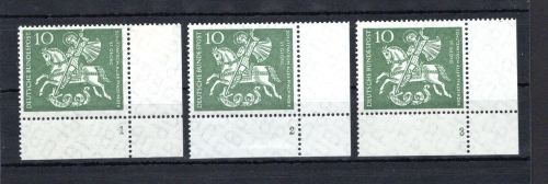 Bund Eckrand ur MiNr. 346 (3) postfrisch Formnummern, 1-3, ungefaltet