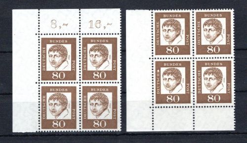 Bund 4er Blöcke Eckrand ol +ul MiNr. 359 postfrisch ungefaltet