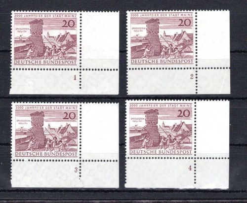 Bund Eckrand ur MiNr. 375 (4) postfrisch Formnummern 1-4, ungefaltet
