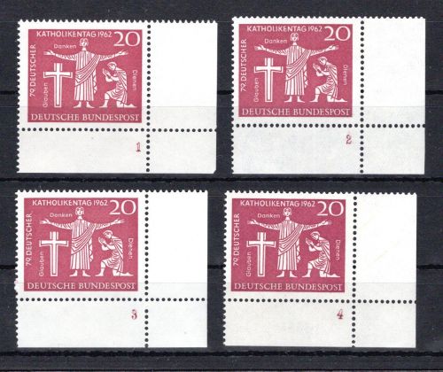 Bund Eckrand ur MiNr. 381 (4) postfrisch Formnummern 1-4, ungefaltet