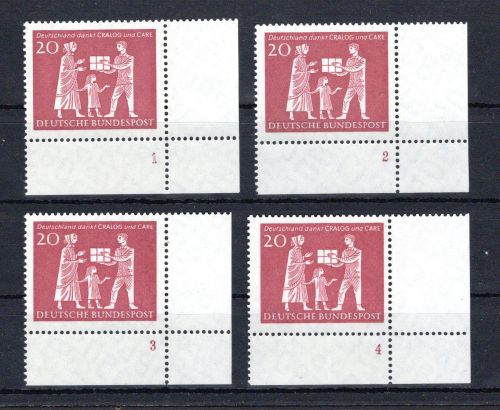 Bund Eckrand ur MiNr. 390 (4) postfrisch Formnummern 1-4, ungefaltet