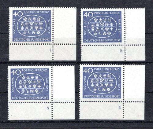Bund Eckrand ur MiNr. 398 (4) postfrisch Formnummern 1-4, ungefaltet