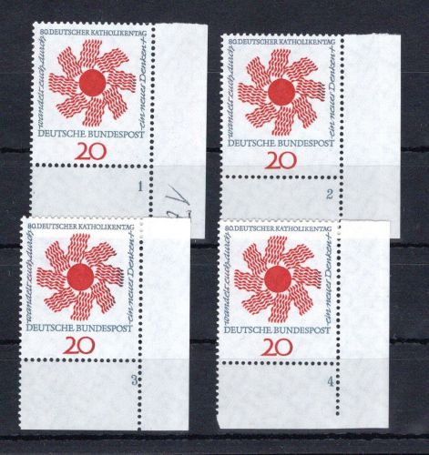 Bund Eckrand ur MiNr. 444 (4) postfrisch Formnummern 1-4, ungefaltet