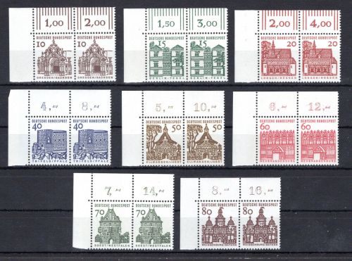 Bund waag. Paare Eckrand ol MiNr. 454-461 postfrisch ungefaltet