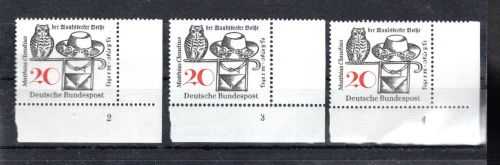 Bund Eckrand ur MiNr. 462 (3) postfrisch Formnummern 2-4, ungefaltet