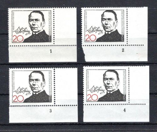 Bund Eckrand ur MiNr. 477 postfrisch Formnummern 1-4, ungefaltet