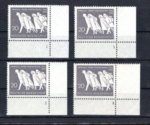 Bund Eckrand ur MiNr. 479 (4) postfrisch Formnummern 1-4, ungefaltet