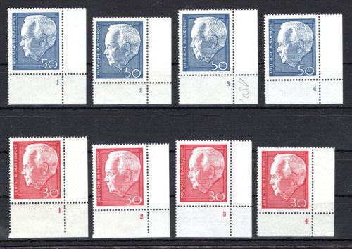 Bund Eckrand ur MiNr. 542-543 (4) postfrisch Formnummern 1-4, ungefaltet
