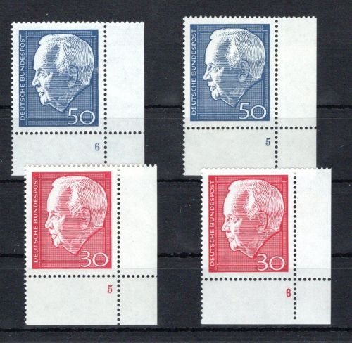 Bund Eckrand ur MiNr. 542-543 (2) postfrisch Formnummern 5-6, ungefaltet
