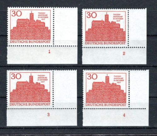 Bund Eckrand ur MiNr. 544 (4) postfrisch Formnummern 1-4, ungefaltet