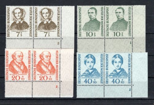 Bund waag. Paare Eckrand ur MiNr. 222-225 postfrisch Formnummern ungefaltet