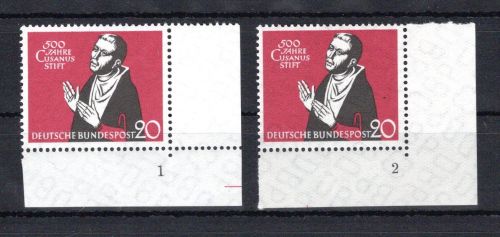 Bund Eckrand ur MiNr. 301 (2) postfrisch Formnummern 1-2, FN 1 BR gefaltet