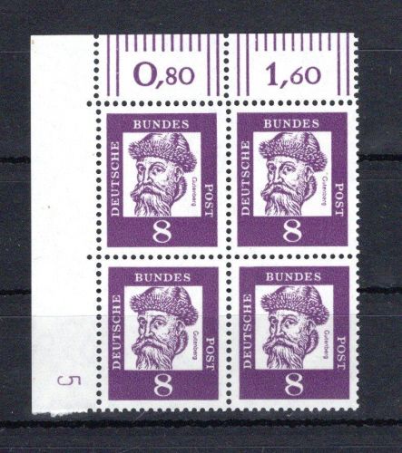 Bund 4er Block MiNr. 349 x DZ 5 postfrisch ungefaltet