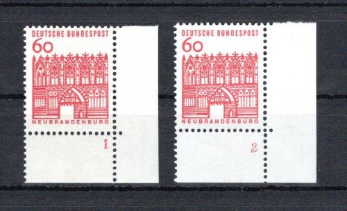 Bund Eckrand ur MiNr. 459 (2) postfrisch Formnummern 1-2, ungefaltet