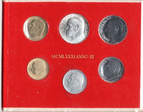 Vatikan 1981 KMS 10 - 500 Lire im Folder ANNO III
