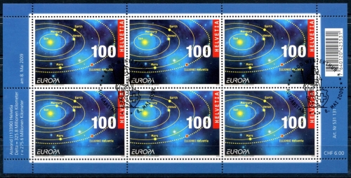Schweiz Kleinbogen MiNr. 2101 Ersttagssonderstempel Astronomie