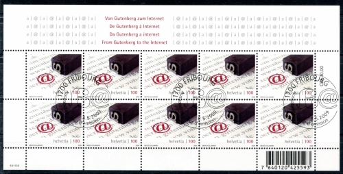 Schweiz Kleinbogen MiNr. 2106 Ersttagssonderstempel Gutenberg 2009