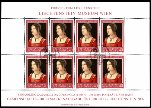Liechtenstein Kleinbogen MiNr. 1437 Ersttagssonderstempel Gemälde 2007
