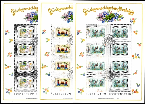 Liechtenstein Kleinbogensatz MiNr. 1442-1444 Ersttagssonderstempel Karten