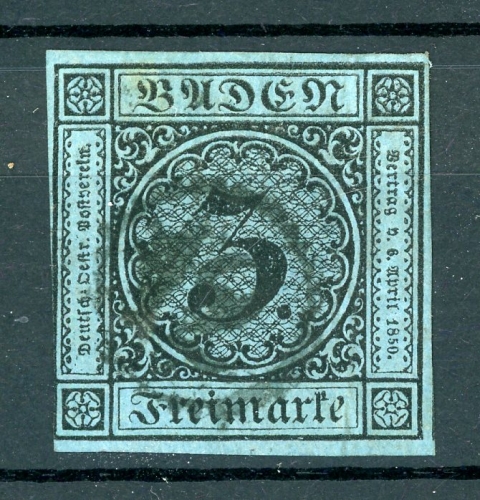 Baden MiNr. 8 gestempelt